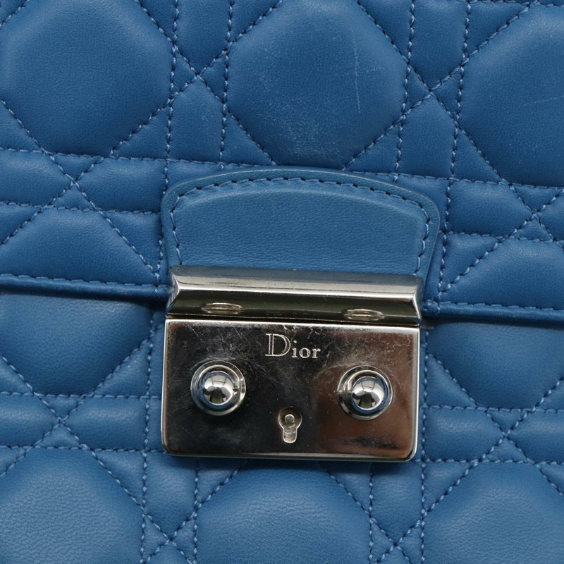 【日本直送】Christian Dior Canage 鏈條肩背包，皮革材質，藍色/銀色，正品，貨號 165351M-17