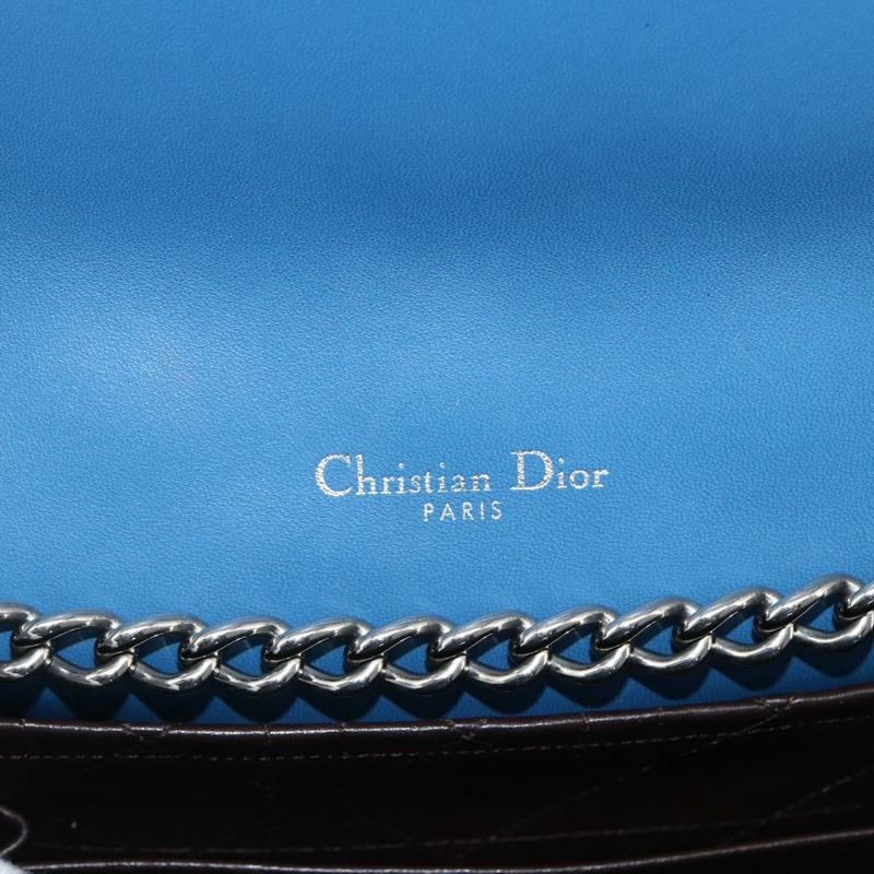 【日本直送】Christian Dior Canage 鏈條肩背包，皮革材質，藍色/銀色，正品，貨號 165351M-18