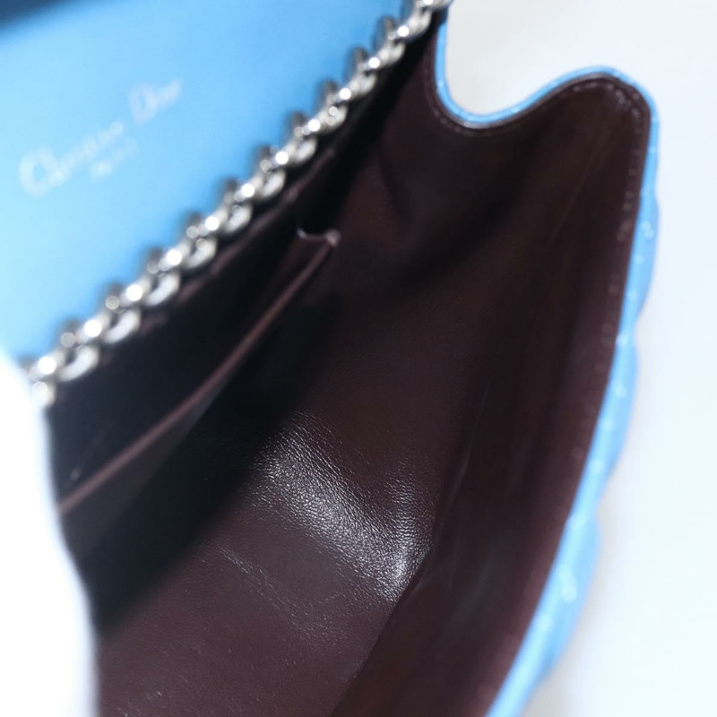 【日本直送】Christian Dior Canage 鏈條肩背包，皮革材質，藍色/銀色，正品，貨號 165351M-19