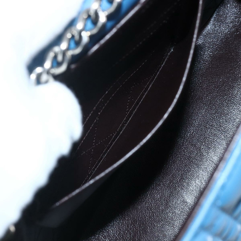 【日本直送】Christian Dior Canage 鏈條肩背包，皮革材質，藍色/銀色，正品，貨號 165351M-21