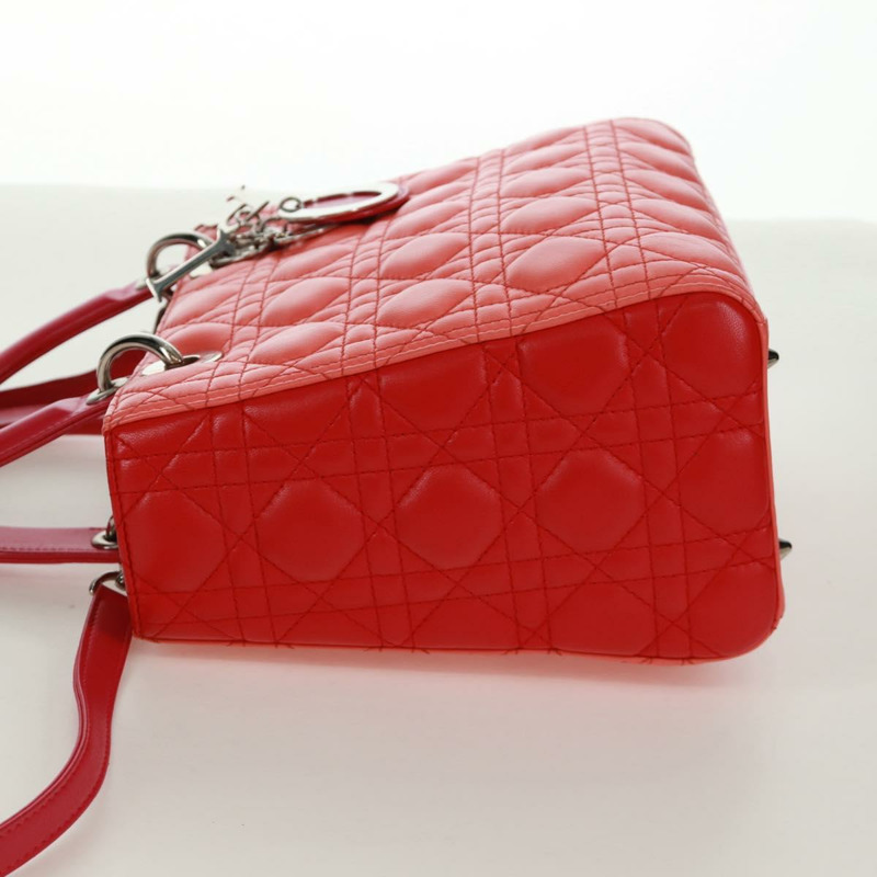 【日本直送】Christian Dior Lady Dior Canage 手提包，皮革材質，橘色/銀色雙色，正品，貨號 133229SAM-2