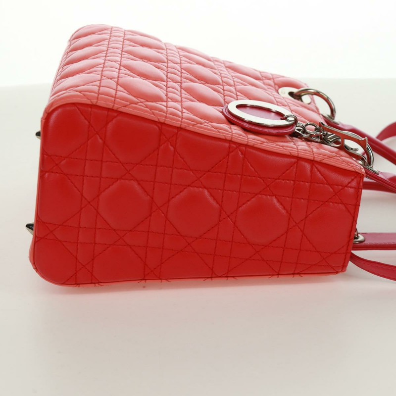 【日本直送】Christian Dior Lady Dior Canage 手提包，皮革材質，橘色/銀色雙色，正品，貨號 133229SAM-3