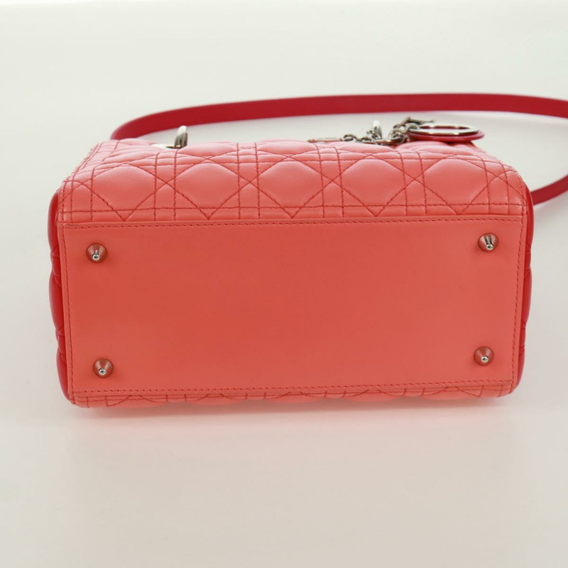 【日本直送】Christian Dior Lady Dior Canage 手提包，皮革材質，橘色/銀色雙色，正品，貨號 133229SAM-4