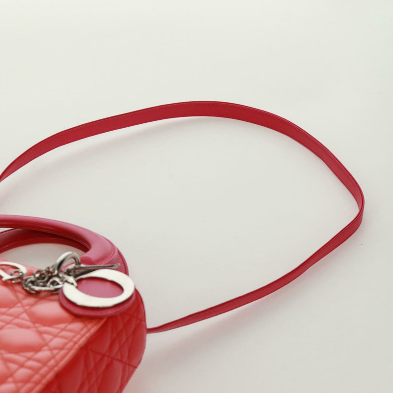 【日本直送】Christian Dior Lady Dior Canage 手提包，皮革材質，橘色/銀色雙色，正品，貨號 133229SAM-14