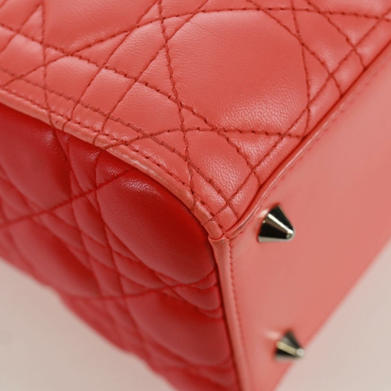 【日本直送】Christian Dior Lady Dior Canage 手提包，皮革材質，橘色/銀色雙色，正品，貨號 133229SAM-15