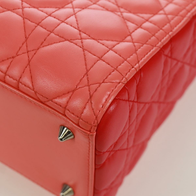 【日本直送】Christian Dior Lady Dior Canage 手提包，皮革材質，橘色/銀色雙色，正品，貨號 133229SAM-16