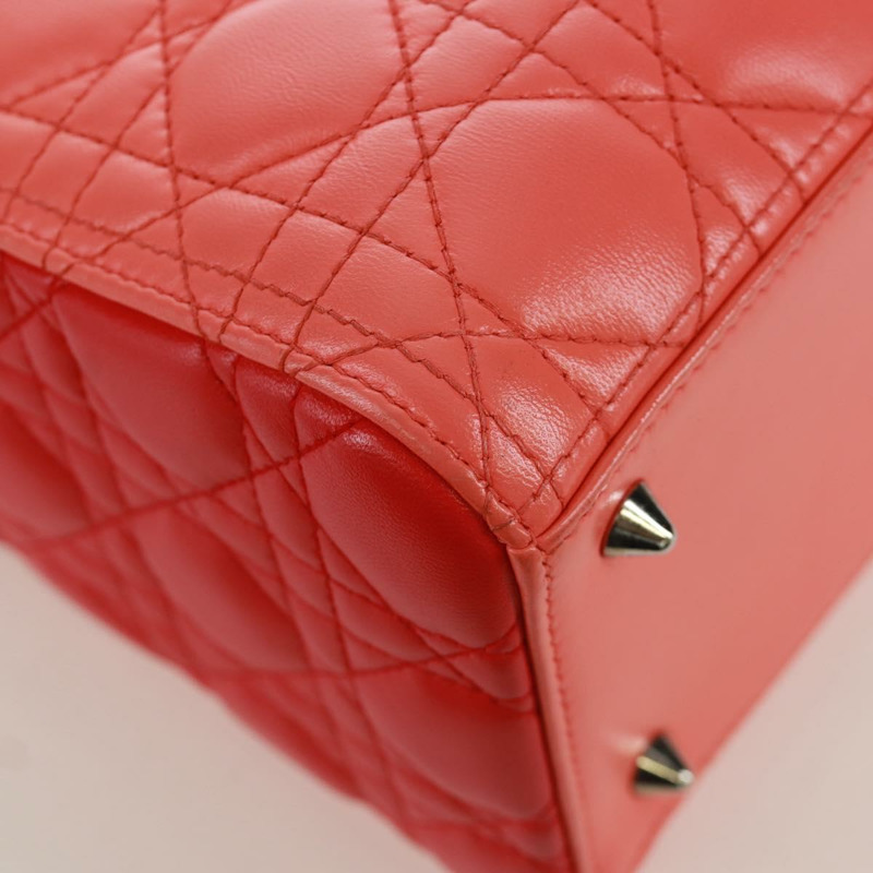 【日本直送】Christian Dior Lady Dior Canage 手提包，皮革材質，橘色/銀色雙色，正品，貨號 133229SAM-17