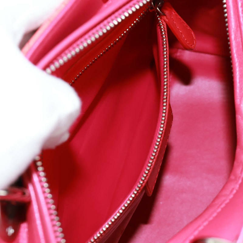 【日本直送】Christian Dior Lady Dior Canage 手提包，皮革材質，橘色/銀色雙色，正品，貨號 133229SAM-26