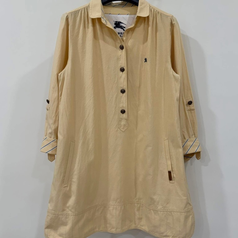 BURBERRY 藍標 排扣寛版反折袖戰馬洋裝-1