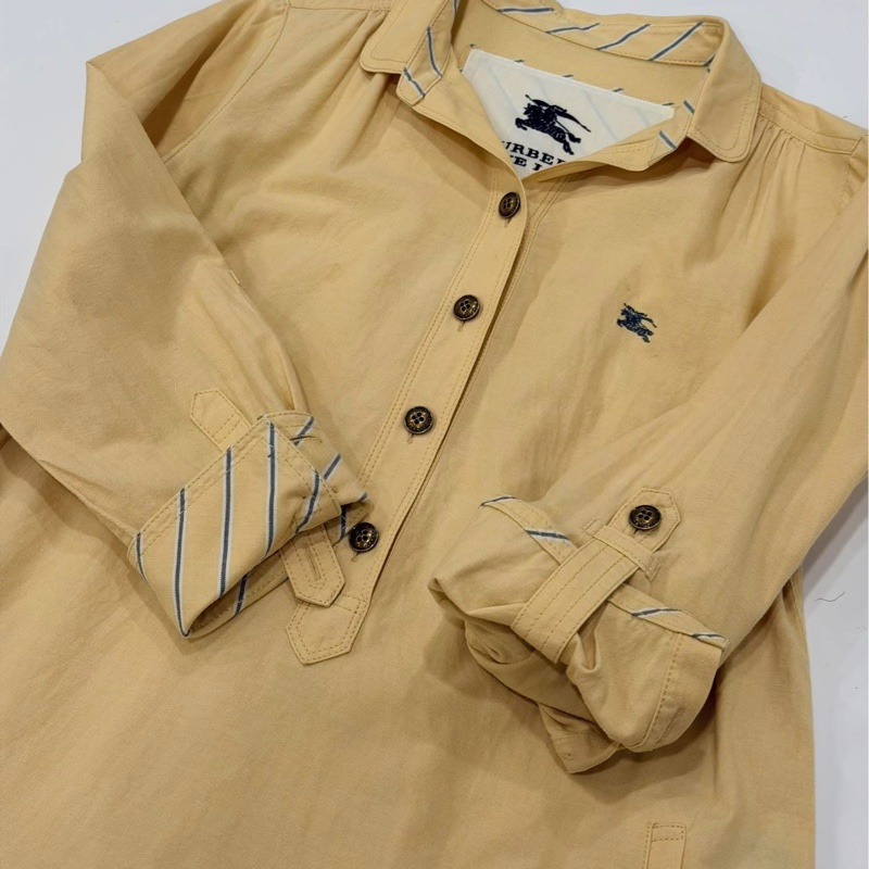 BURBERRY 藍標 排扣寛版反折袖戰馬洋裝-4