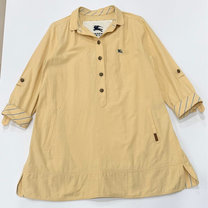 BURBERRY 藍標 排扣寛版反折袖戰馬洋裝-7
