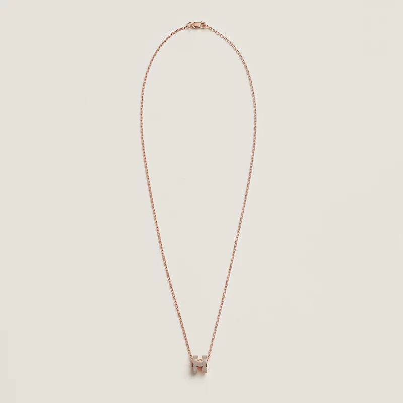 🔥全新💯HERMES 愛馬仕Mini pop H項鍊 - 奶茶玫瑰金-2