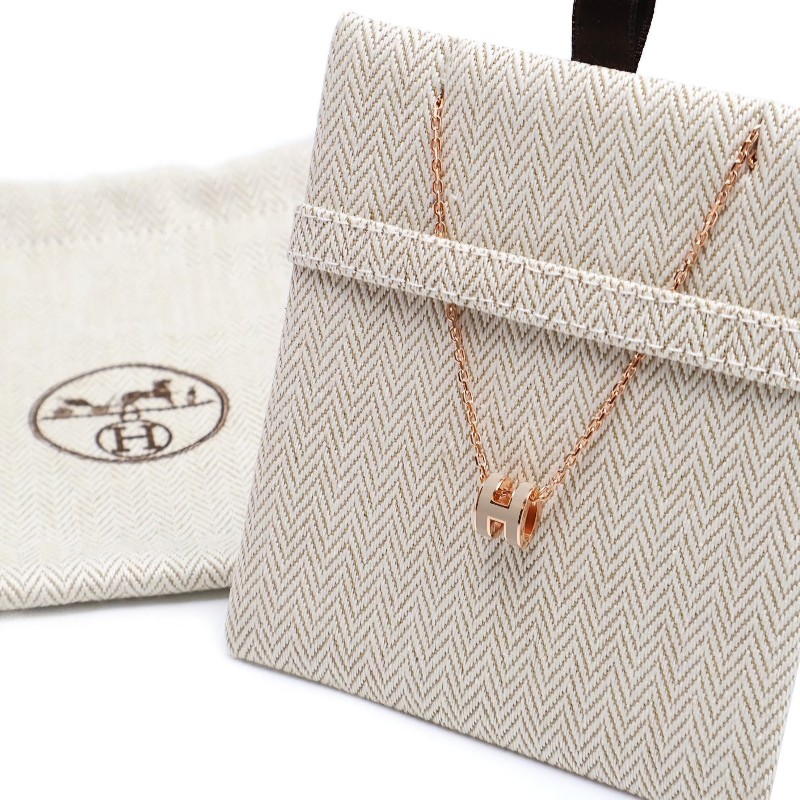 🔥全新💯HERMES 愛馬仕Mini pop H項鍊 - 奶茶玫瑰金-3