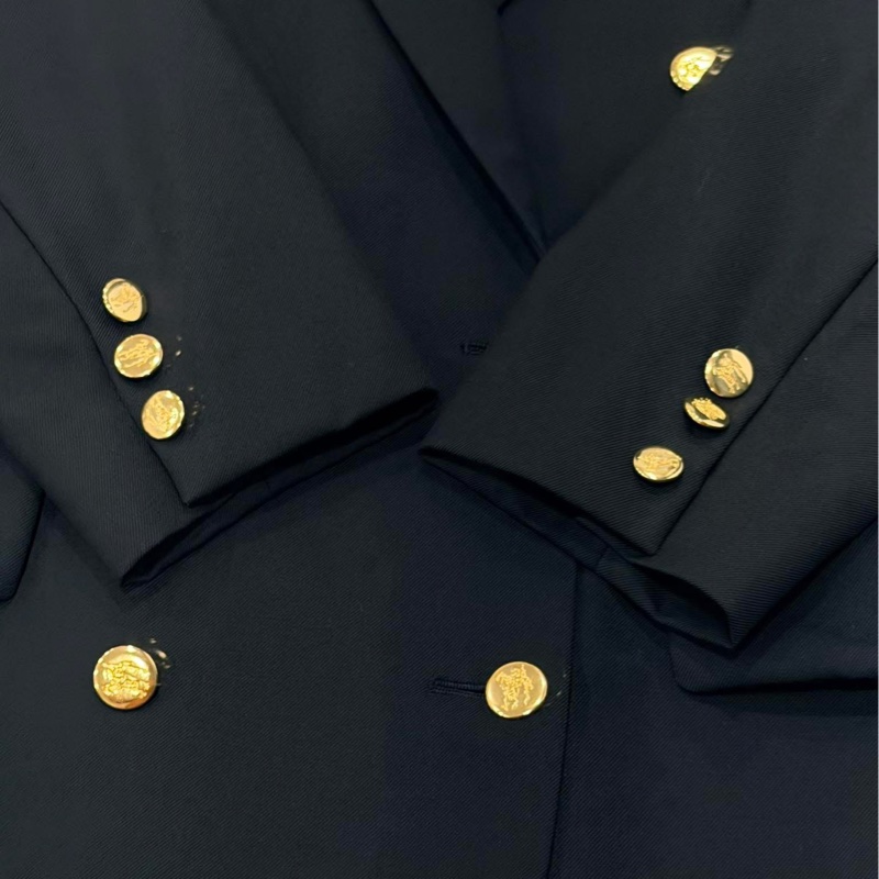 BURBERRY 雙排刻印戰馬金扣薄款毛料西裝外套-6