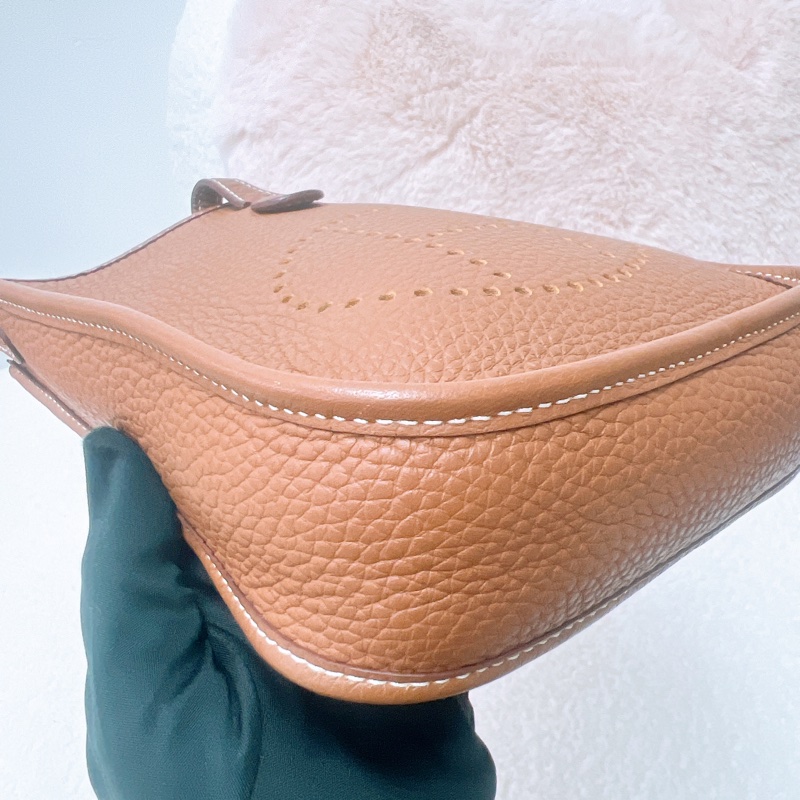 Hermes mini evelyne 伊芙琳 金棕銀釦 W刻-3
