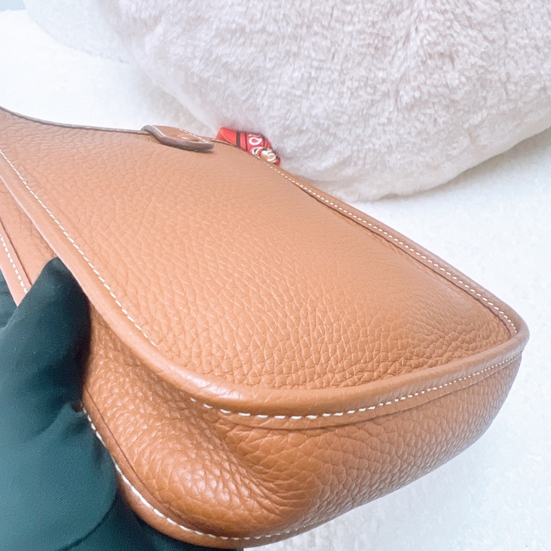 Hermes mini evelyne 伊芙琳 金棕銀釦 W刻-7