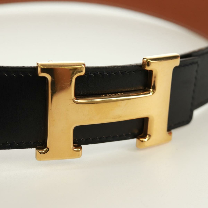 【日本直送】愛馬仕 Constance H 雙面皮帶，真皮材質，33.1 英寸，黑色/棕色，正品編號 171198V-4