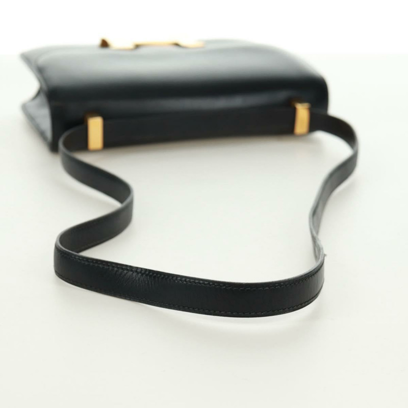 【日本直送】愛馬仕 Constance 24 單肩包 Bock 圍巾 黑色金色 正品 SK006SM-8