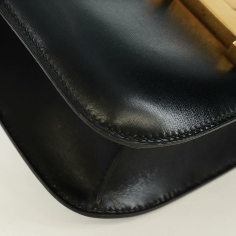 【日本直送】愛馬仕 Constance 24 單肩包 Bock 圍巾 黑色金色 正品 SK006SM-14