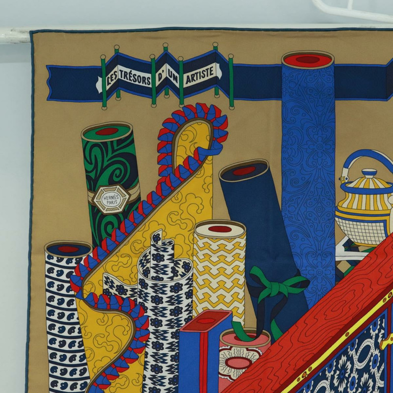 【日本直送】HERMES Carre 90 圍巾「Les tresors d'un Artiste」真絲多色正品 172017M-1