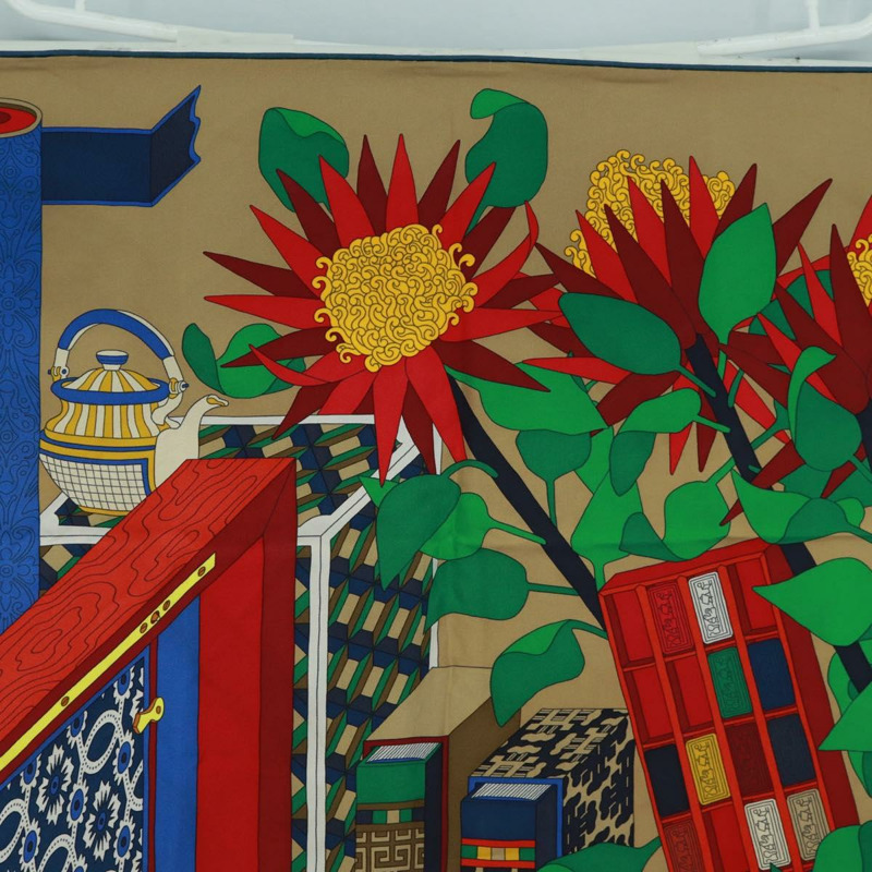 【日本直送】HERMES Carre 90 圍巾「Les tresors d'un Artiste」真絲多色正品 172017M-2