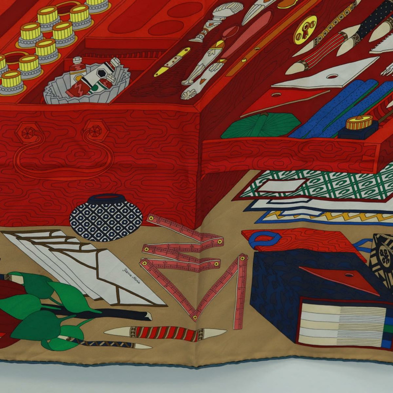 【日本直送】HERMES Carre 90 圍巾「Les tresors d'un Artiste」真絲多色正品 172017M-8