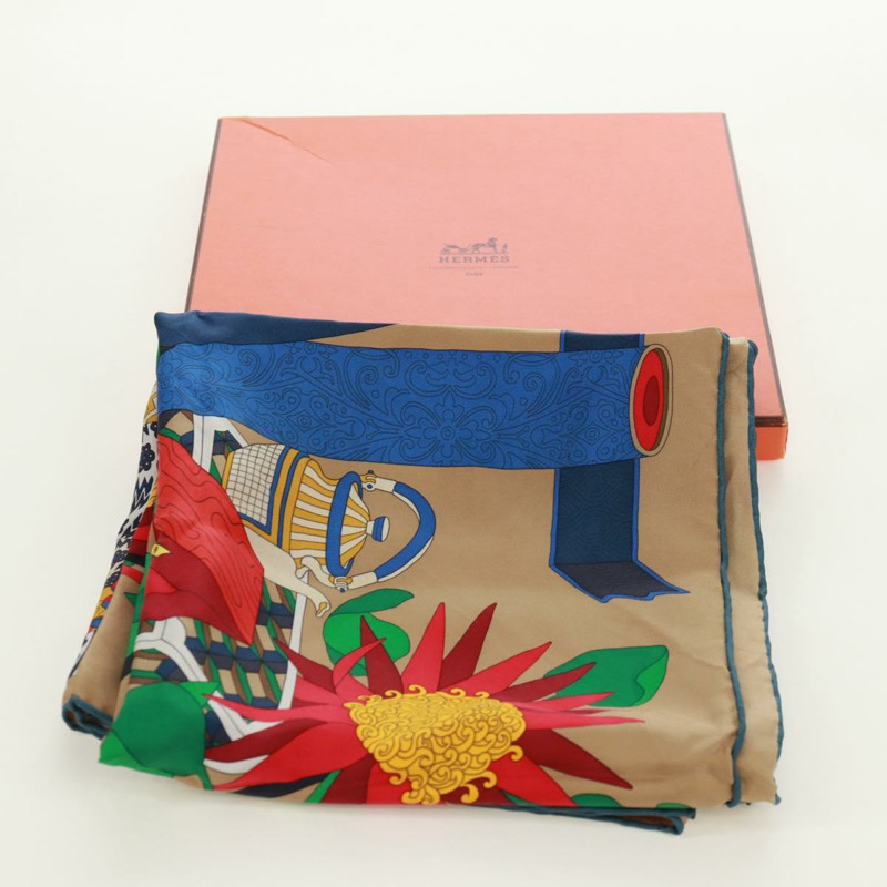 【日本直送】HERMES Carre 90 圍巾「Les tresors d'un Artiste」真絲多色正品 172017M-11