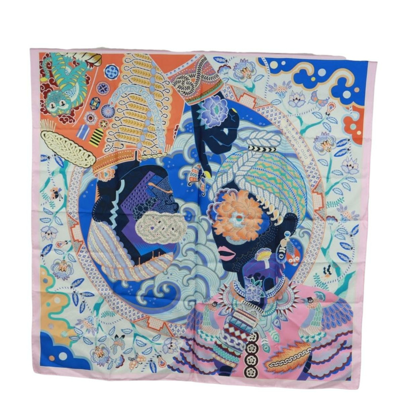 【日本直送】愛馬仕 Carre 90 絲巾「Duo Cosmique」粉紅絲款，正品編號 172020SAM-14