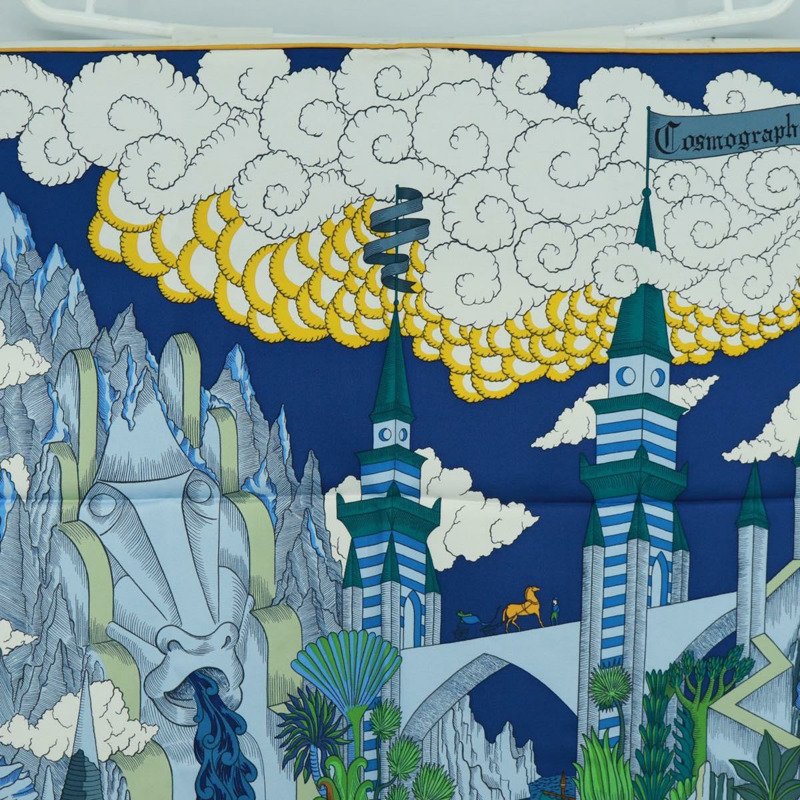 【日本直送】HERMES Carre 90 圍巾「Cosmographia Universalis」絲綢綠色正品 172018SAM-2