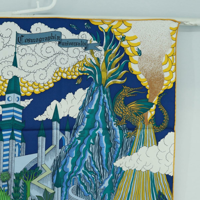 【日本直送】HERMES Carre 90 圍巾「Cosmographia Universalis」絲綢綠色正品 172018SAM-3