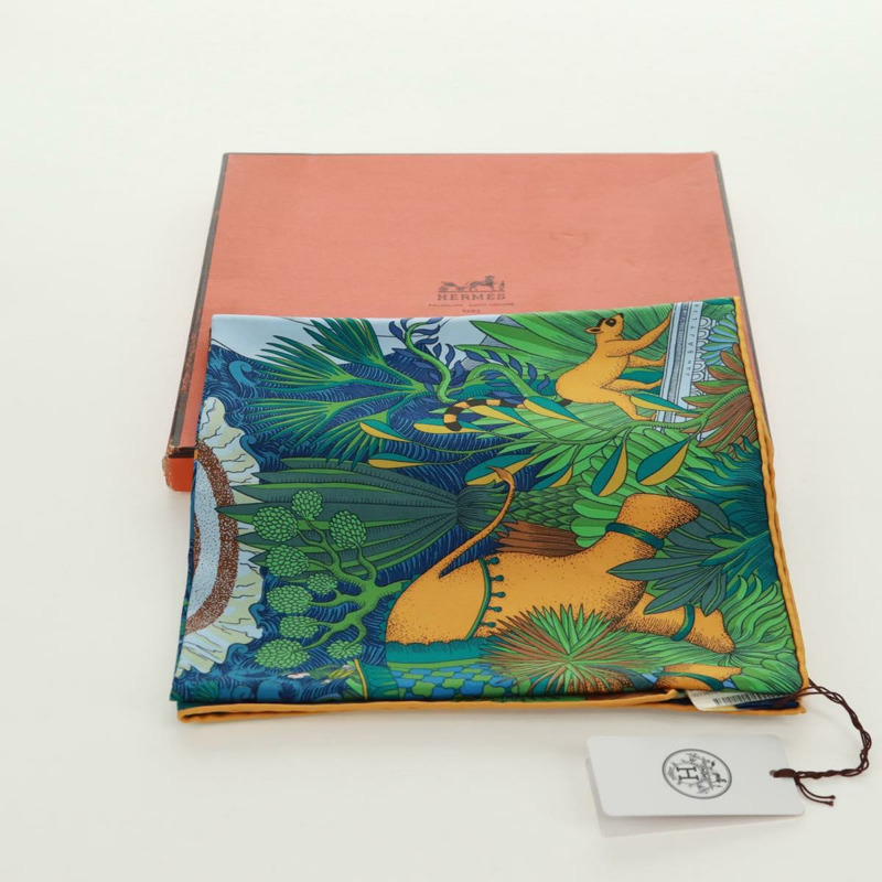 【日本直送】HERMES Carre 90 圍巾「Cosmographia Universalis」絲綢綠色正品 172018SAM-11
