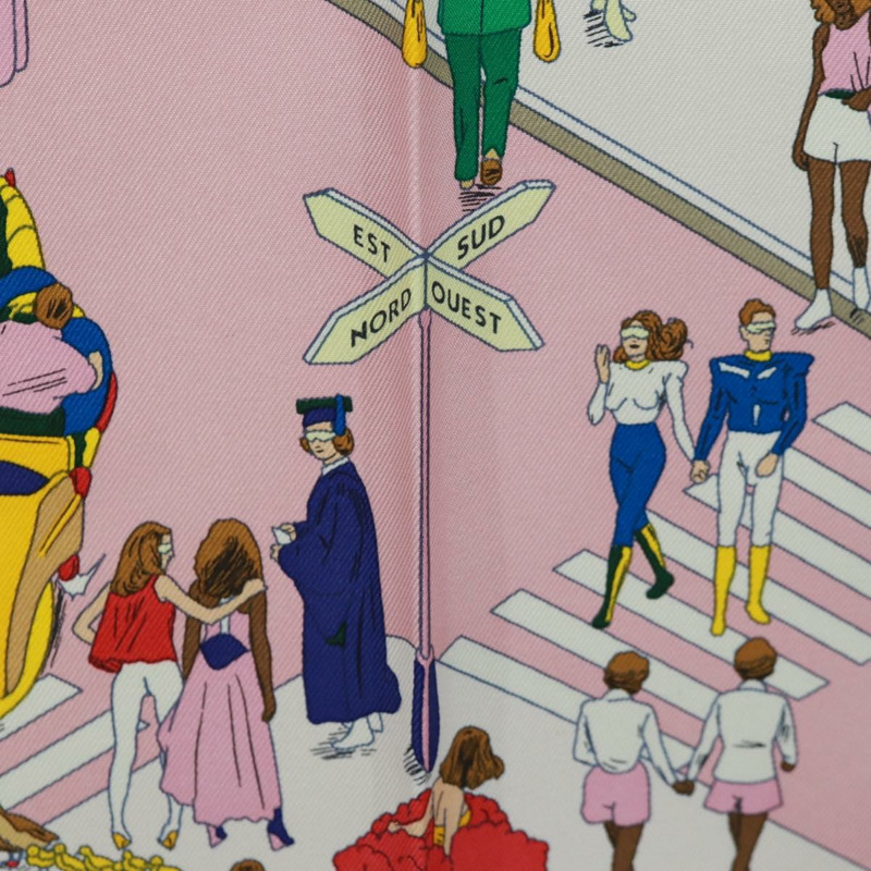 【日本直送】愛馬仕 Carre 90 絲巾 “Hermes on The Beach” 真絲多色款 Auth 172019SAM-13