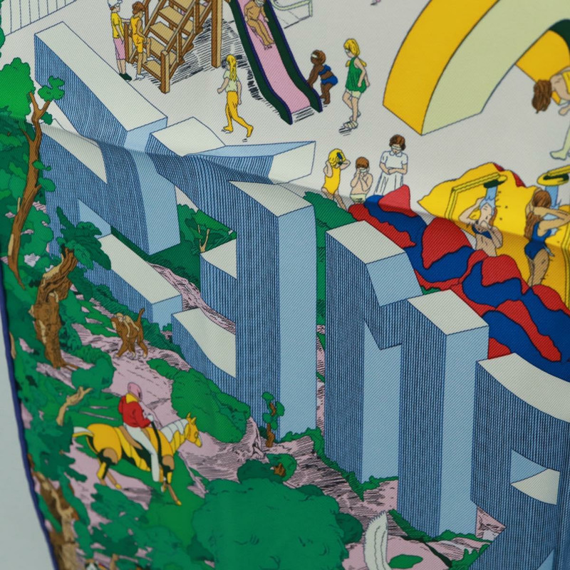 【日本直送】愛馬仕 Carre 90 絲巾 “Hermes on The Beach” 真絲多色款 Auth 172019SAM-14