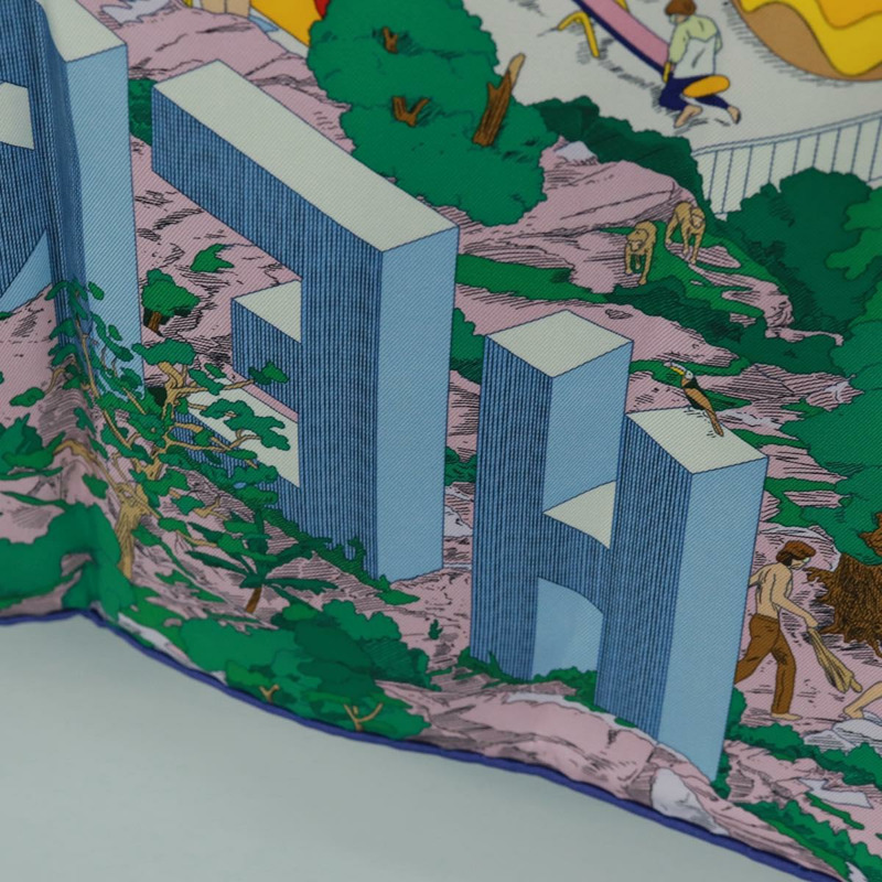 【日本直送】愛馬仕 Carre 90 絲巾 “Hermes on The Beach” 真絲多色款 Auth 172019SAM-15