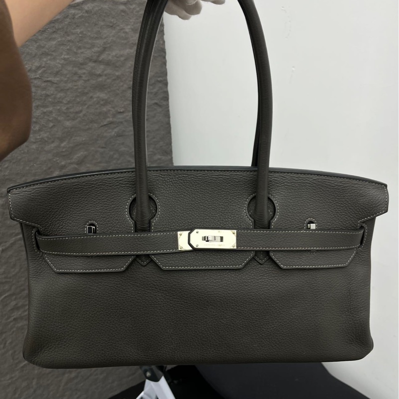 Hermes 愛馬仕中古Birkin Shoulder石墨灰-1