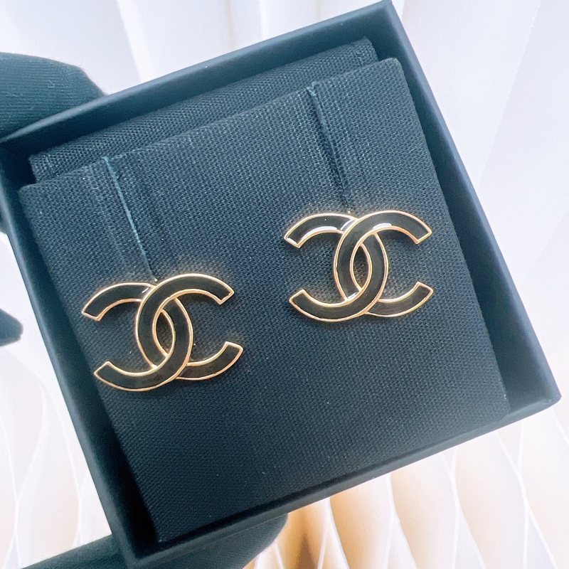 全新 Chanel 25a 黑色雙c耳環-1