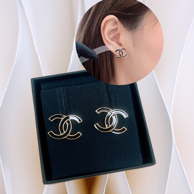 全新 Chanel 25a 黑色雙c耳環-5