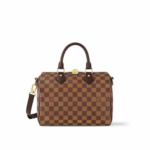 Louis Vuitton -咖色棋盤格Speedy Bandoulière手提肩背包 ╻25cm
