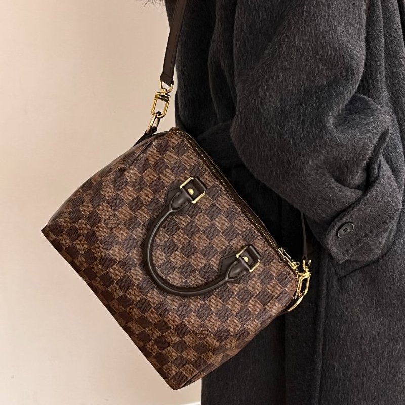 Louis Vuitton -咖色棋盤格Speedy Bandoulière手提肩背包 ╻25cm-1