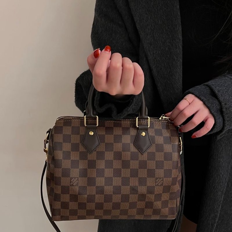 Louis Vuitton -咖色棋盤格Speedy Bandoulière手提肩背包 ╻25cm-3
