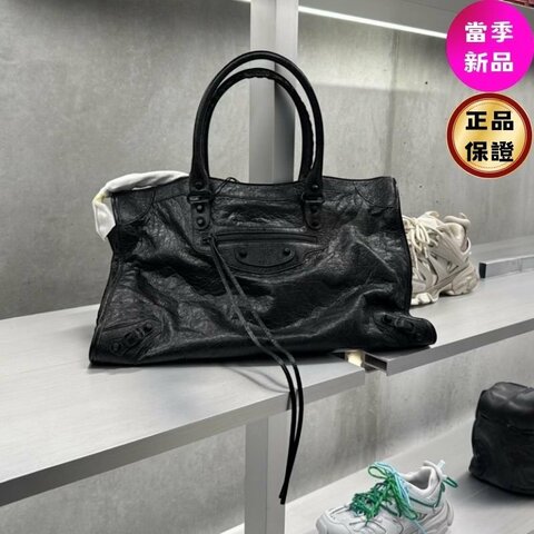 ✨2026季度全新✨Balenciaga 808388 Le City 小羊皮大款機車包 黑色銅釦