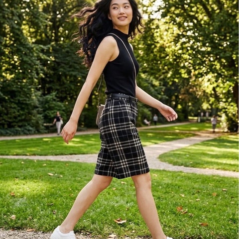 BURBERRY 藍標 格紋燈芯絨戰馬短褲