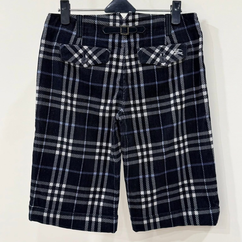BURBERRY 藍標 格紋燈芯絨戰馬短褲-2