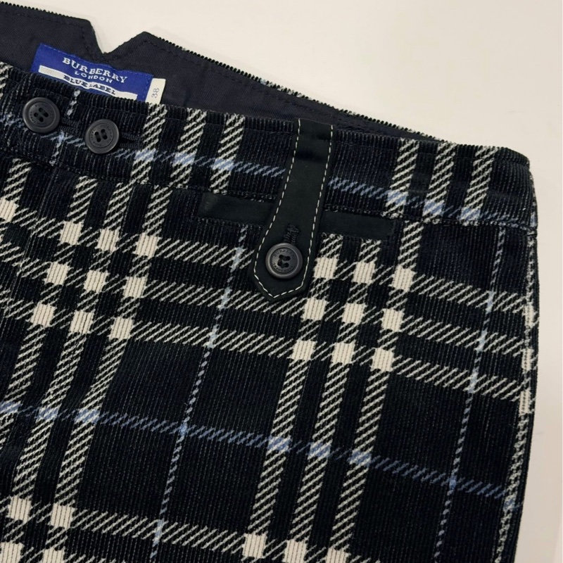 BURBERRY 藍標 格紋燈芯絨戰馬短褲-3