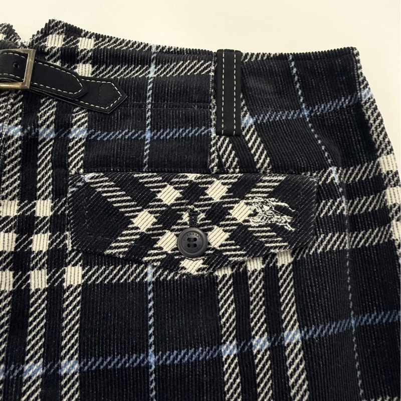BURBERRY 藍標 格紋燈芯絨戰馬短褲-5