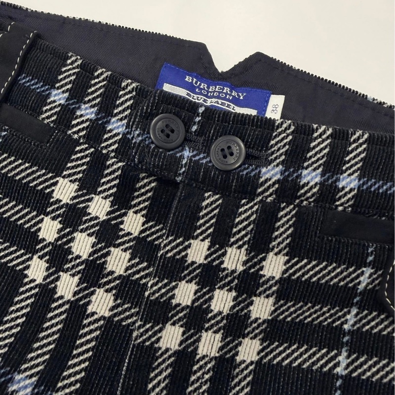 BURBERRY 藍標 格紋燈芯絨戰馬短褲-8