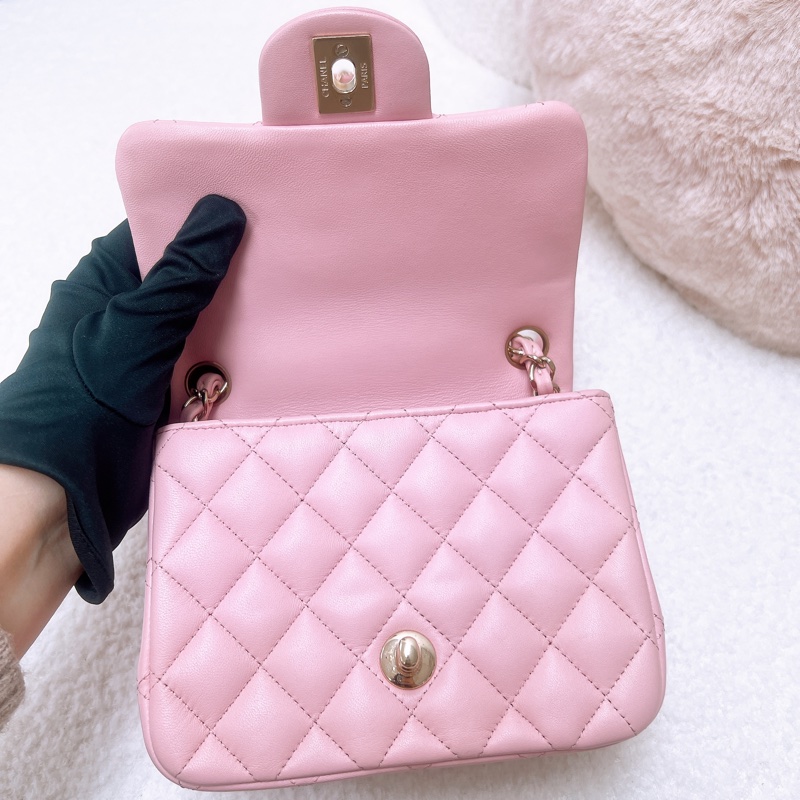 Chanel 粉色方胖子 mini cf 17-10