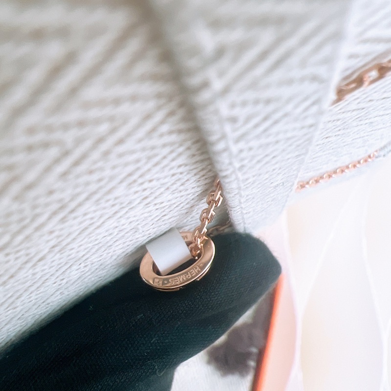 全新 Hermes mini pop h 黑色玫瑰金項鍊-1