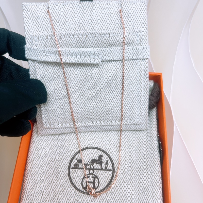 全新 Hermes mini pop h 黑色玫瑰金項鍊-2