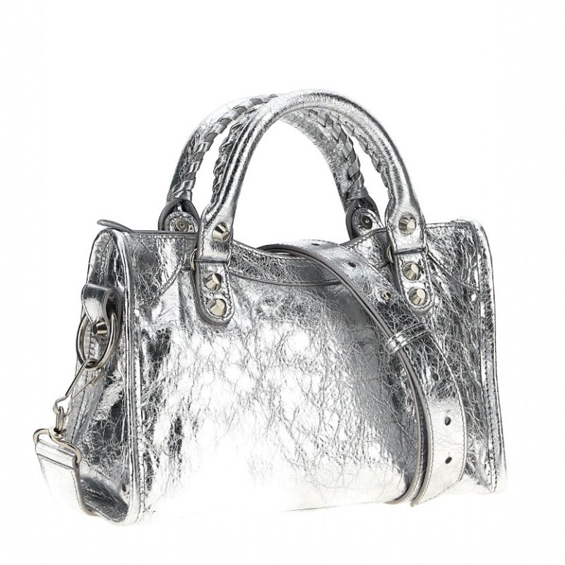✨2026季度全新✨Balenciaga Le City Mini 小羊皮迷你機車包 銀色﻿-5